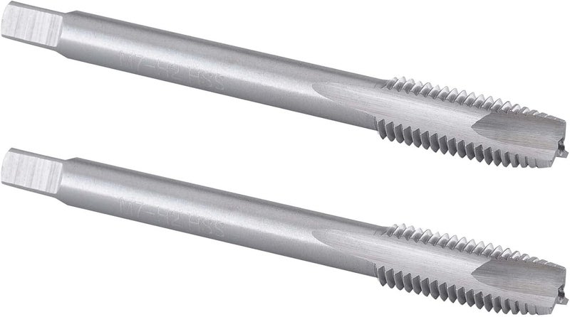 Burkit 2pcs M7 X 1 Thread Tap Right Hand, HSS M7 x 1.0 Straight Fluted Machine Tap - Image 1
